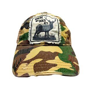 Hunting Camo Novelty Where My Does At Mesh Snapback Hat brown